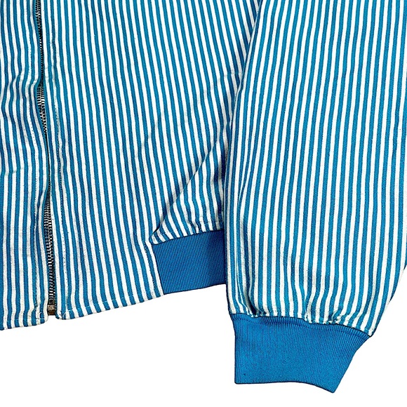 BE Basic Essentials size large VINTAGE zip jacket shoulder pads blue stripes EUC - Picture 8 of 14